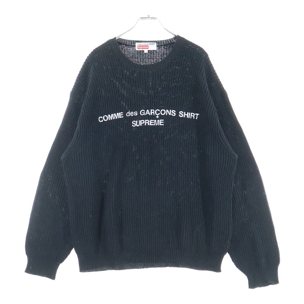 SUPREME(シュプリーム) 18AW ×COMME des GARCONS SHIRT コムデギャルソンシャツ ロゴプリント ローゲージ ニット セーター ブラック