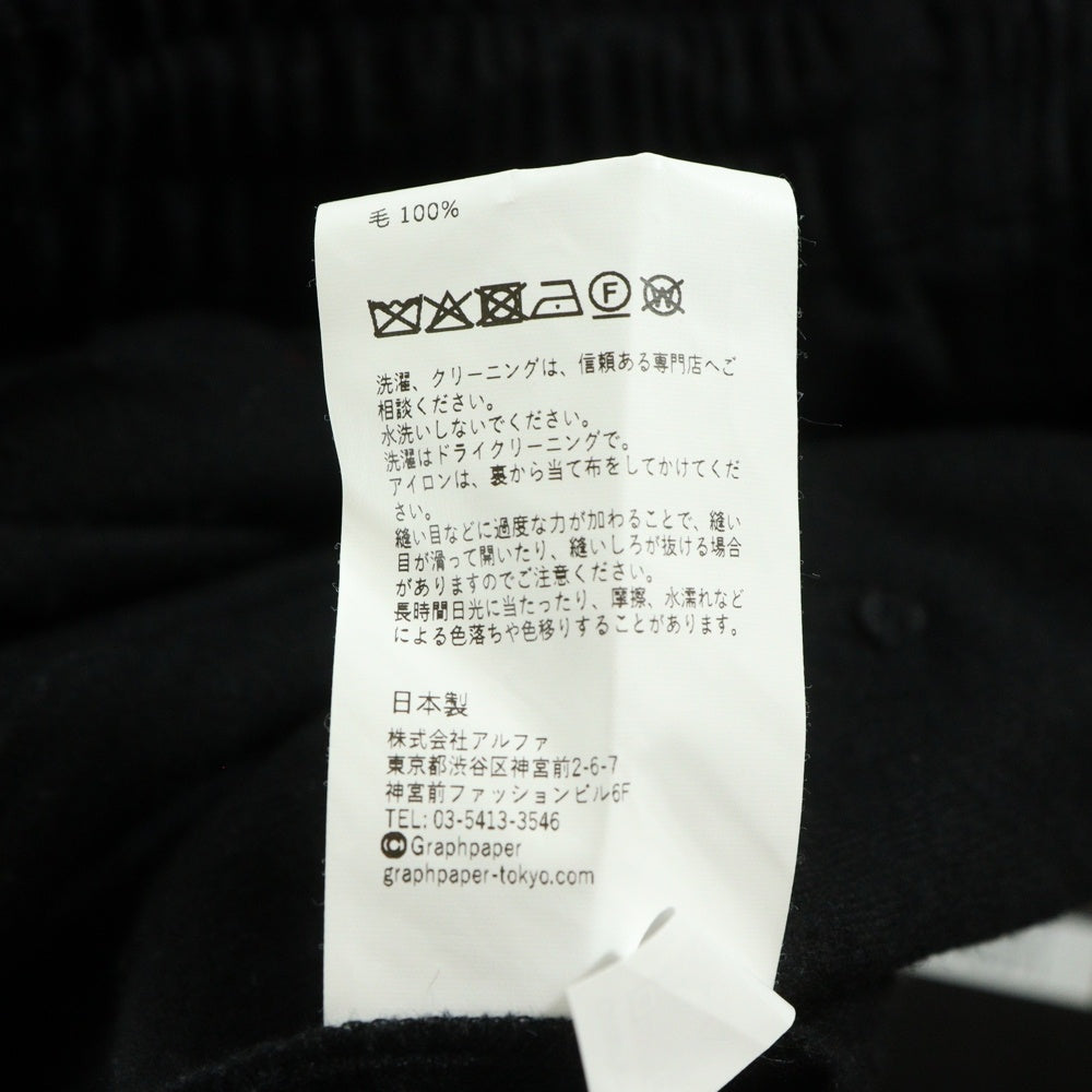 Graphpaper(グラフペーパー) Extra Fine Wool Viyella Sleeping Pants エクストラファインウール スリーピングパンツ ブラック GM253-40387
