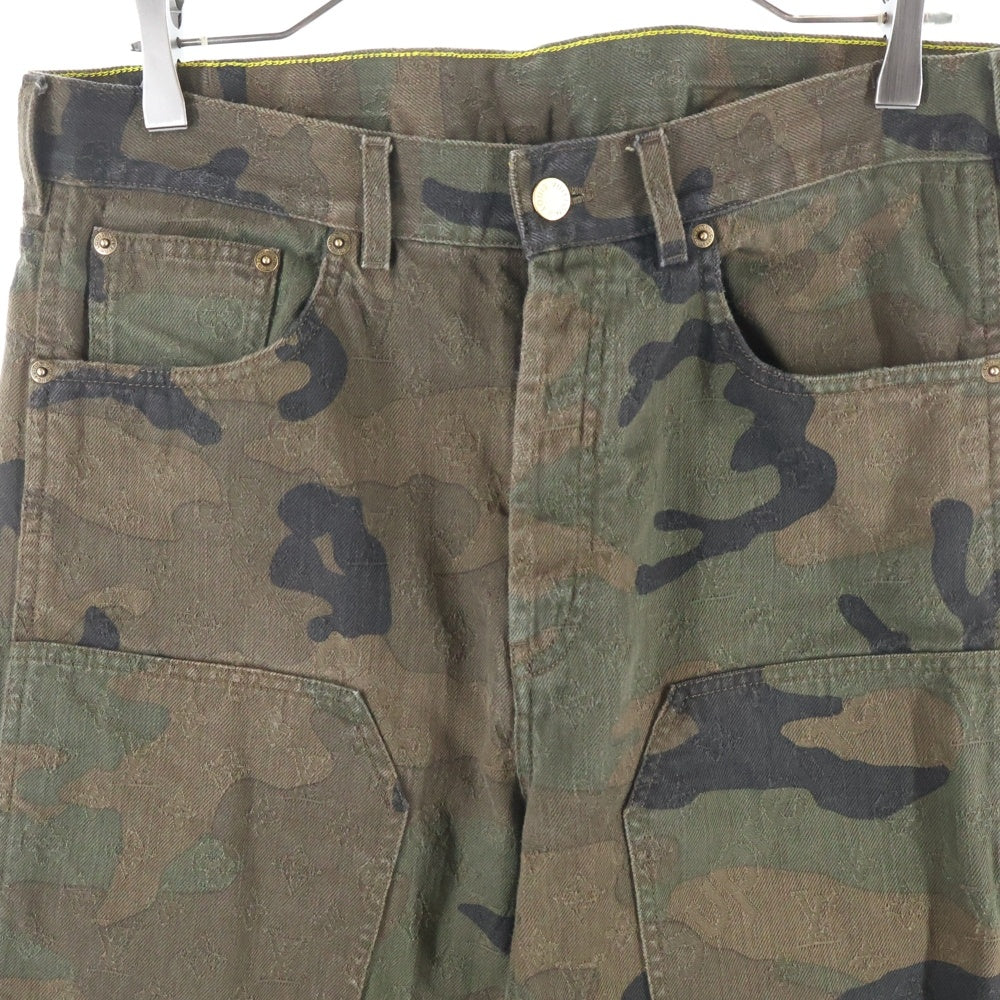 LOUIS VUITTON(ルイヴィトン) 17AW ×SUPREME LVジャガードデニムカーペンターパンツ カモフラ ブラウン/グリーン HDD97WDSQ