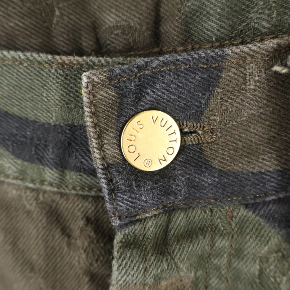LOUIS VUITTON(ルイヴィトン) 17AW ×SUPREME LVジャガードデニムカーペンターパンツ カモフラ ブラウン/グリーン HDD97WDSQ