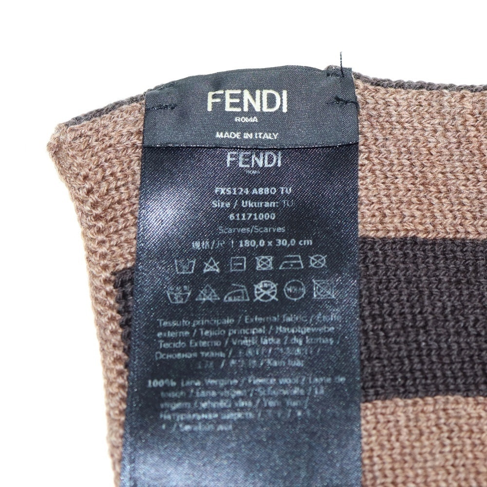 FENDI(フェンディ) ズッカ柄 バイカラー ウールマフラー イエロー/ブラウン FXS124 A880