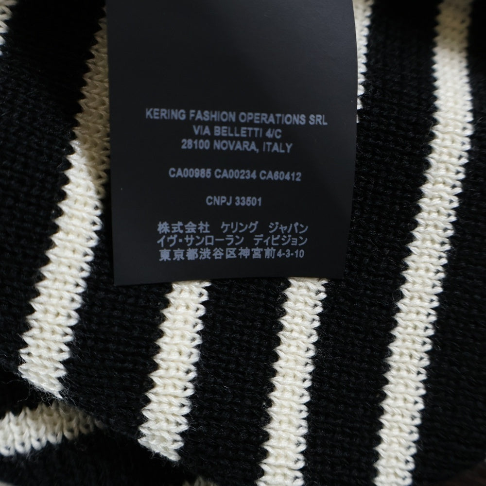 SAINT LAURENT PARIS(サンローランパリ) ショルダーボタン ボーダー クルーネックニット セター ブラック/ホワイト 588063 YAFQ2