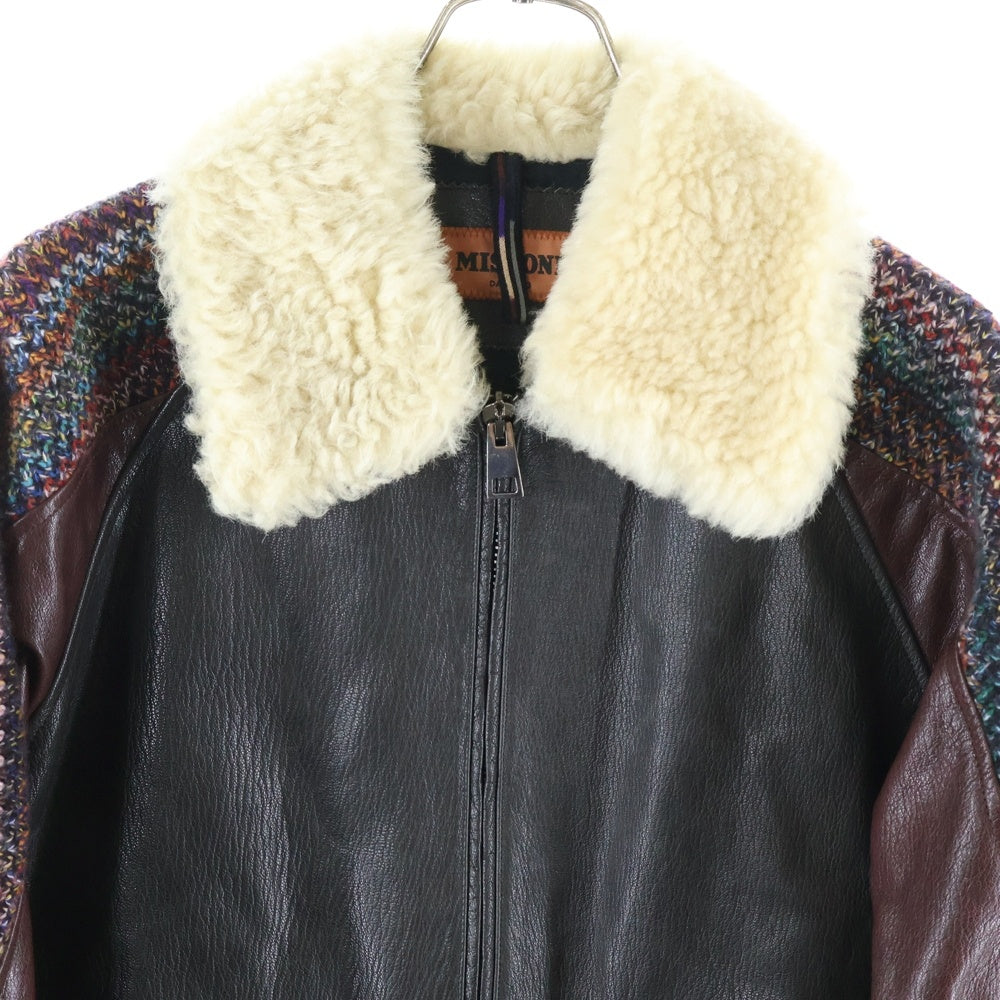 MISSONI(ミッソーニ) 襟ムートン シープスキン G1フライトジャケット ブラウン 2002MUR00017 BL003W