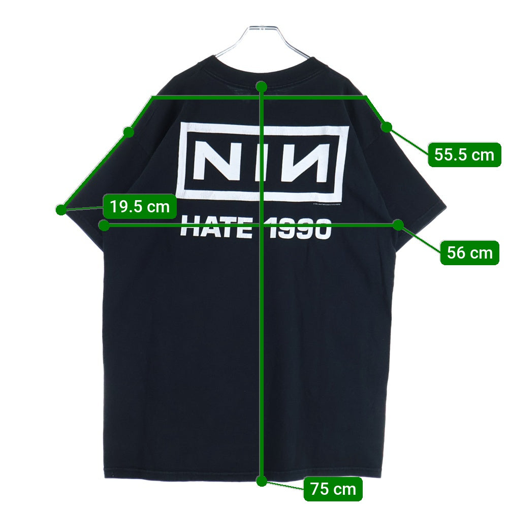 VINTAGE(ヴィンテージ) 90's NINE INCH NAILS HATE FRUIT OF THE LOOM ナインインチネイルズ ヘイト プリント半袖Tシャツ カットソー ブラック