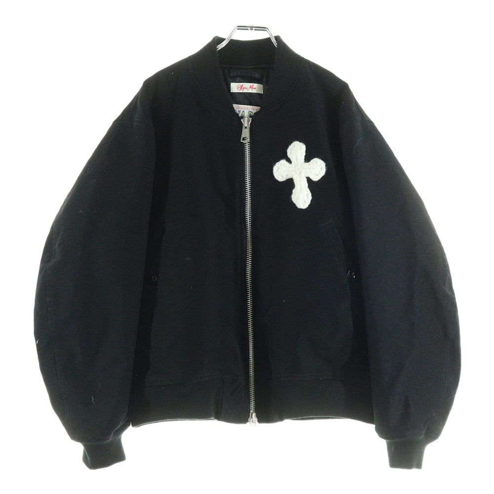 Y.A.R.N(ヤーン) ×SYUMAN. シュウマン クロス刺繍 ジップアップ ボンバージャケット ブラック AD23aw-07-B