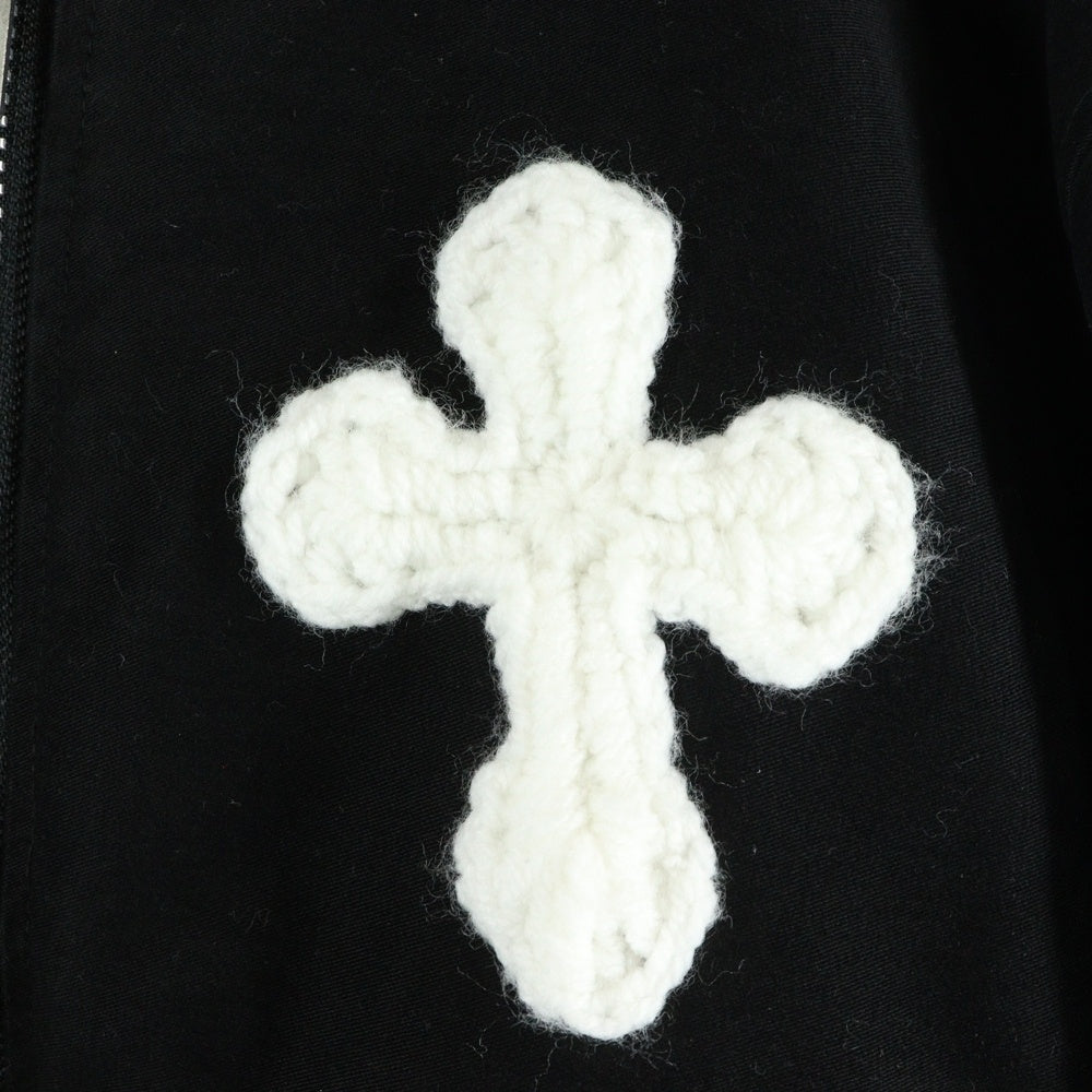 Y.A.R.N(ヤーン) ×SYUMAN. シュウマン クロス刺繍 ジップアップ ボンバージャケット ブラック AD23aw-07-B