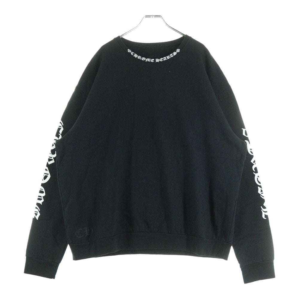 CHROME HEARTS(クロムハーツ) SWTSHRT PLVR ネックロゴ クルーネックスウェットトレーナー ブラック