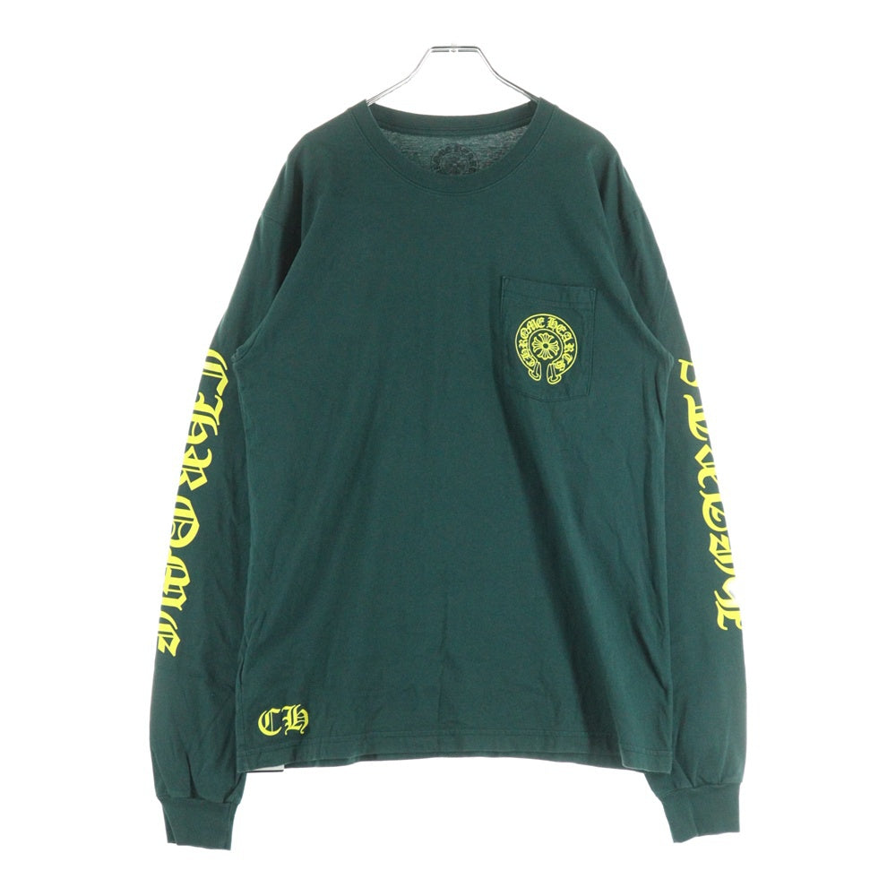 CHROME HEARTS(クロムハーツ) HORSESHOE LS TEE ホースシュープリント長袖Tシャツ カットソー グリーン/イエロー