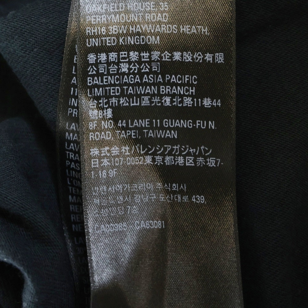 BALENCIAGA(バレンシアガ) 90/10 プリント ダメージ加工 クルーネック半袖Tシャツ カットソー ブラック 641675 TMVH3