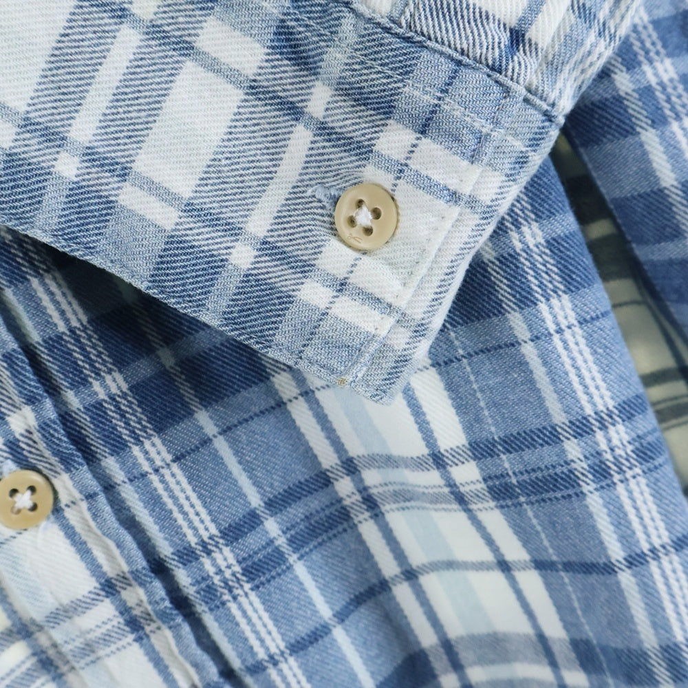 DENHAM(デンハム) SUN BURN INDIGO CHECK SHIRT チェック ボタンダウン 長袖シャツ ブルー 01-15-08-40-003