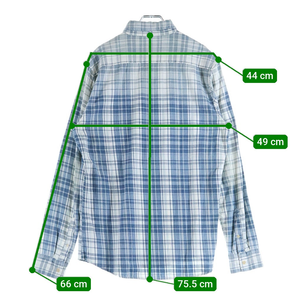 DENHAM(デンハム) SUN BURN INDIGO CHECK SHIRT チェック ボタンダウン 長袖シャツ ブルー 01-15-08-40-003