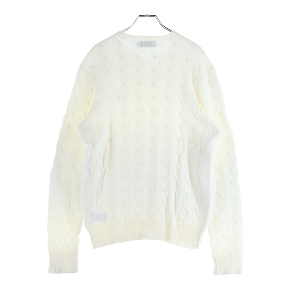 POLO RALPH LAUREN(ポロラルフローレン) ワンポイント刺繍 ウール ケーブルニット セーター ホワイト 710574447008