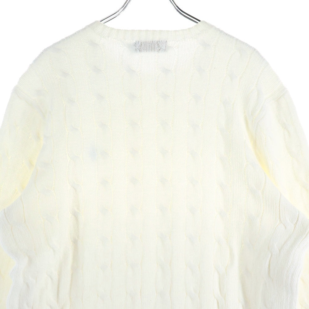 POLO RALPH LAUREN(ポロラルフローレン) ワンポイント刺繍 ウール ケーブルニット セーター ホワイト 710574447008