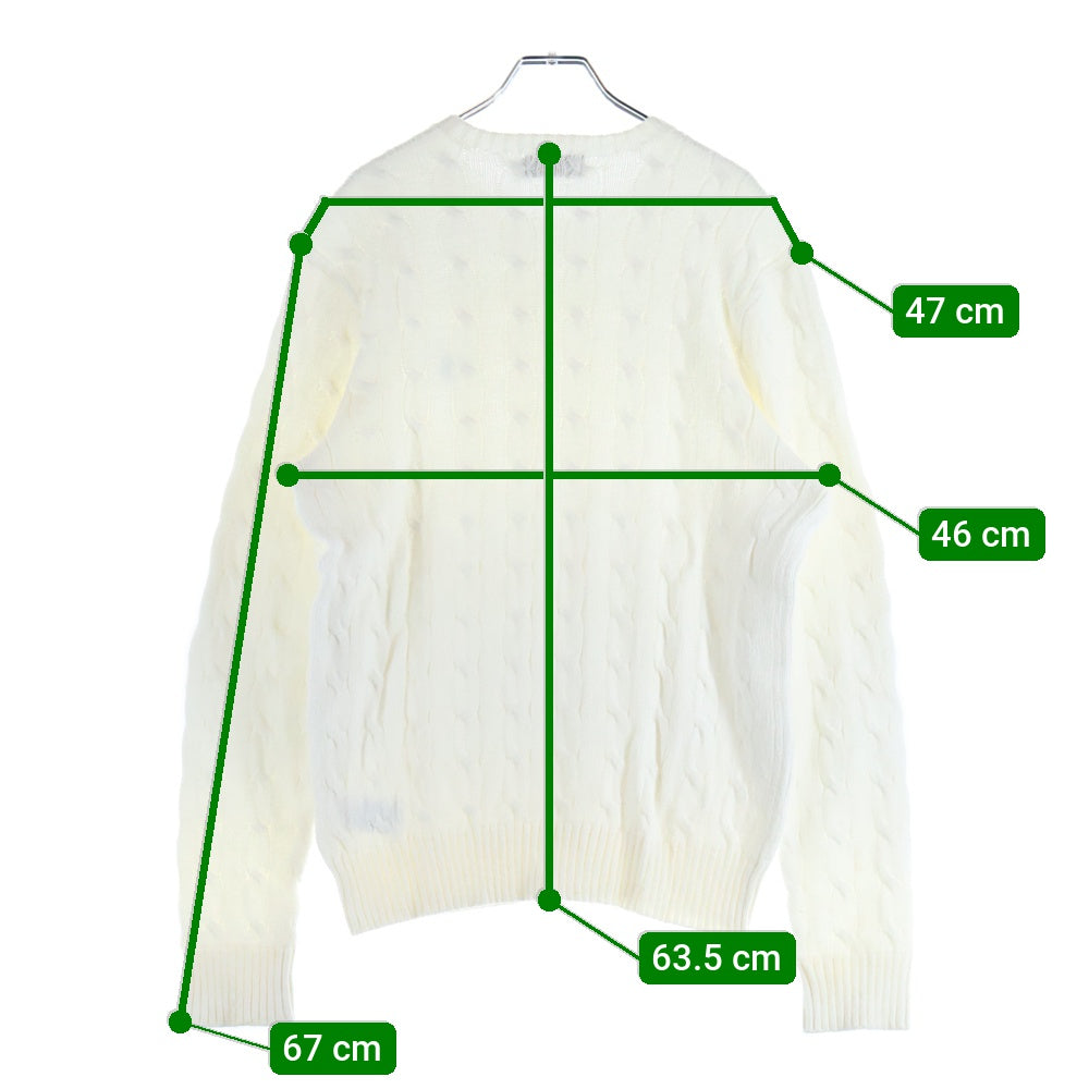 POLO RALPH LAUREN(ポロラルフローレン) ワンポイント刺繍 ウール ケーブルニット セーター ホワイト 710574447008