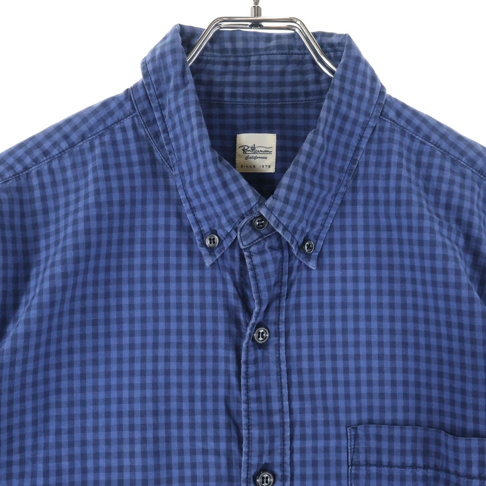 RON HERMAN(ロンハーマン) チェック ボタンダウン 長袖シャツ コットン ブルー 522070104-1071