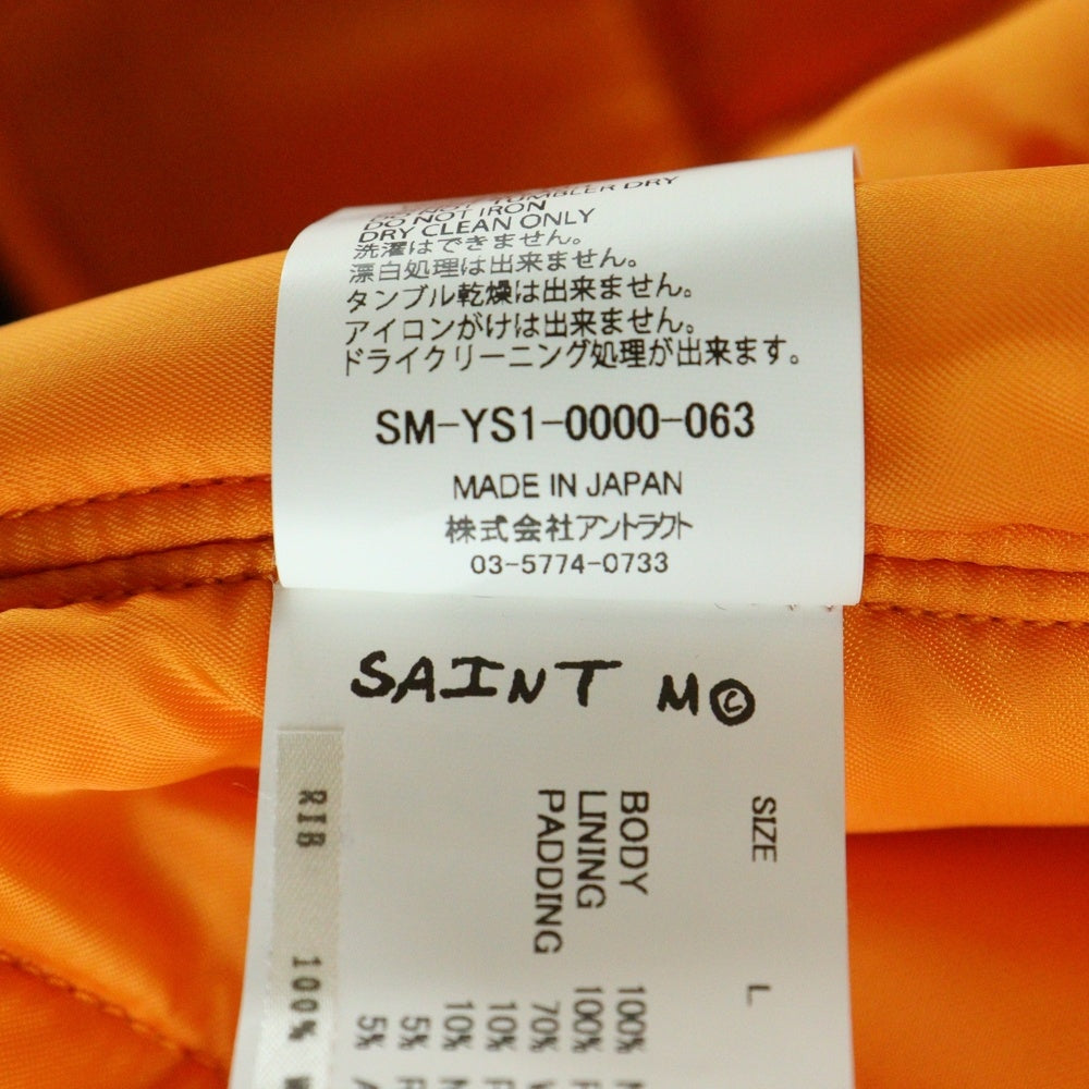 SAINT MICHAEL(セントマイケル) 24AW NO DAMEGE MA-1 ノーダメージMA-1 リバーシブルボンバージャケット ブラック/オレンジ SM-YS1-0000-063