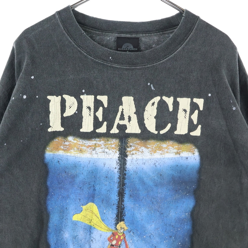 THE SUGAR PUNCH(シュガーパンチ) CYBORG009 LONGSLEEVE ダメージ加工 プリントロゴ長袖Tシャツ カットソー ブラック TSCM23SM004