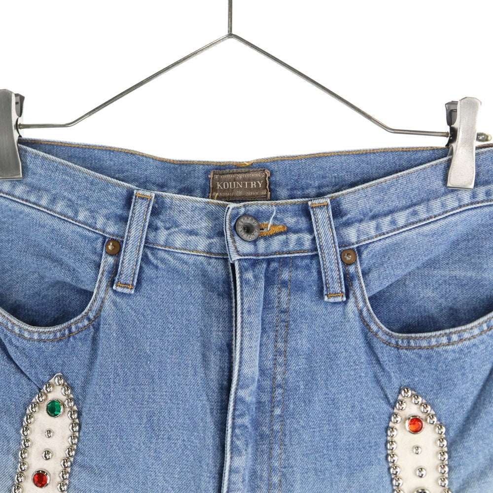 KAPITAL(キャピタル) 24SS 14oz DENIM SHORTS STUDS REMAKE スタッズ付き リメイクデニムショーツ インディゴ EK-1626SP