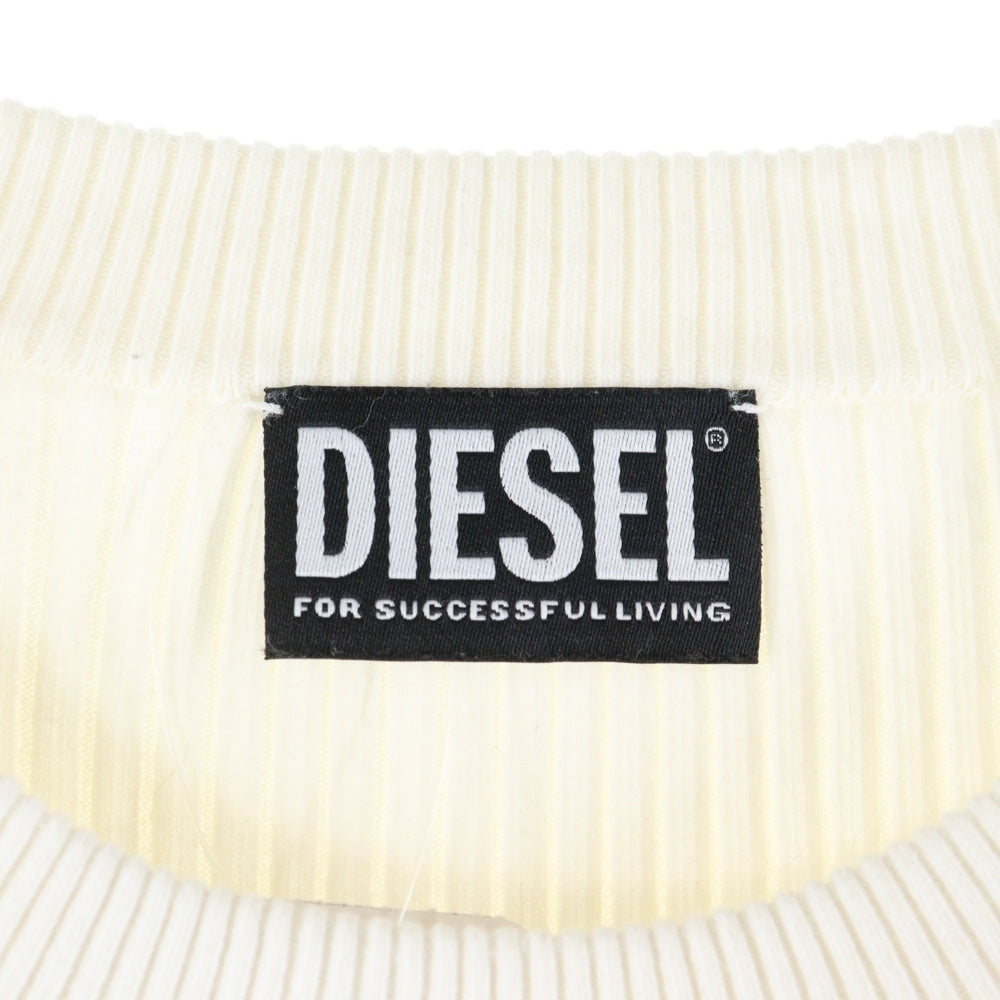 DIESEL(ディーゼル) オーバルDジッププル 長袖リブニットセーター ホワイト