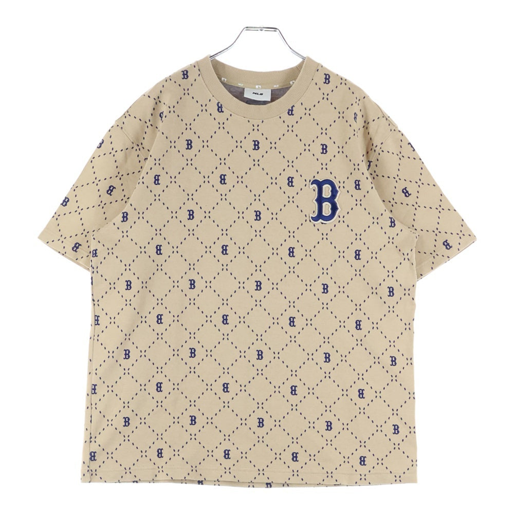 MLB(エムエルビー) ボストンレッドソックス スウェット 総柄 半袖シャツ カットソー ブラウン 3ATSM0533