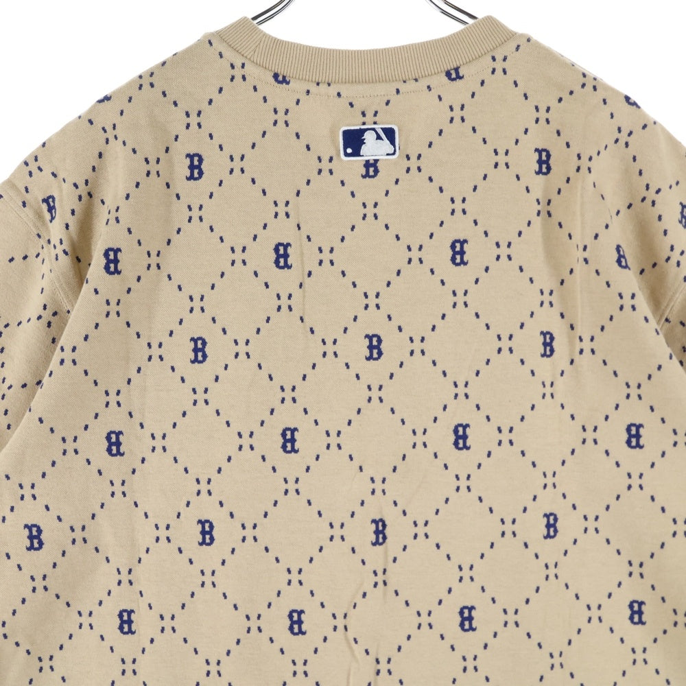 MLB(エムエルビー) ボストンレッドソックス スウェット 総柄 半袖シャツ カットソー ブラウン 3ATSM0533