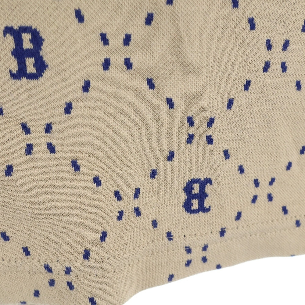 MLB(エムエルビー) ボストンレッドソックス スウェット 総柄 半袖シャツ カットソー ブラウン 3ATSM0533