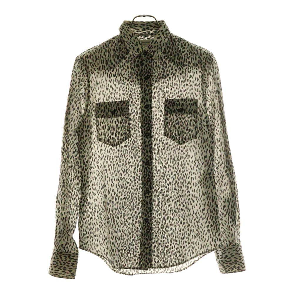 SAINT LAURENT PARIS(サンローランパリ) 13SSエディ期 ベイビーキャット レオパード柄 長袖シャツ ホワイト 323929 Y736B