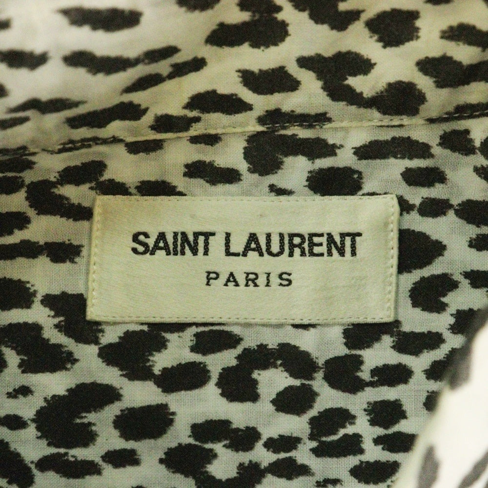 SAINT LAURENT PARIS(サンローランパリ) 13SSエディ期 ベイビーキャット レオパード柄 長袖シャツ ホワイト 323929 Y736B