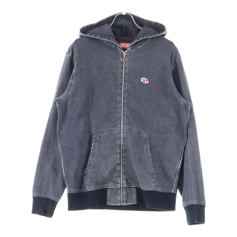 DIESEL(ディーゼル) D-GIR-NE DENIM HOODIE ロゴワッペン ジップアップデニムフーディ パーカー グレー