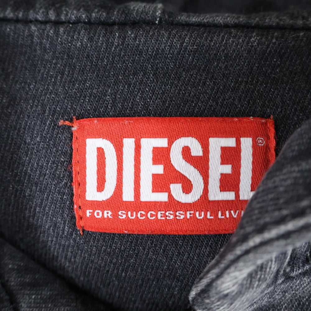 DIESEL(ディーゼル) D-GIR-NE DENIM HOODIE ロゴワッペン ジップアップデニムフーディ パーカー グレー