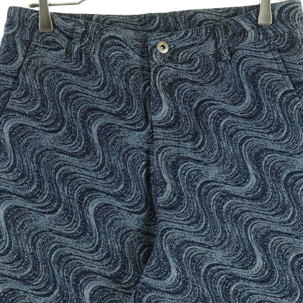 NO BRAND(ノーブランド) 【Fafatt ファファット】総柄トラウザーパンツ ワイドパンツ ブルー