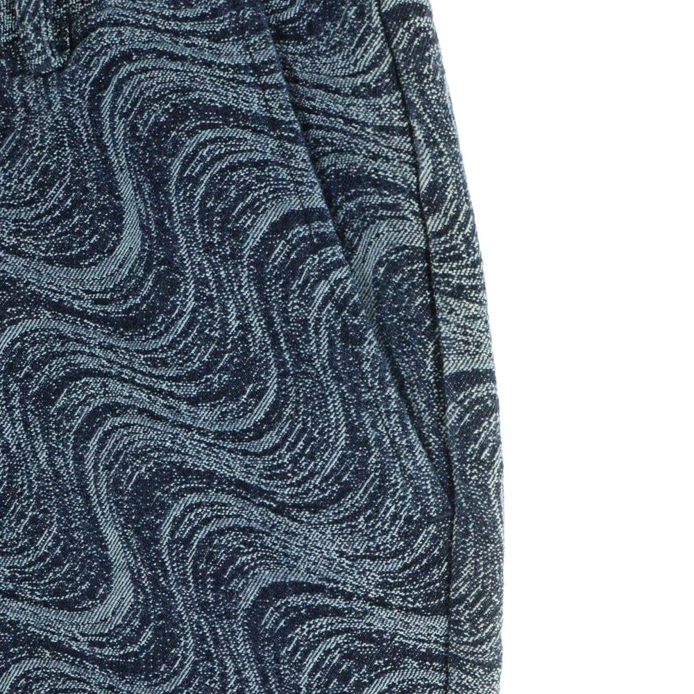 NO BRAND(ノーブランド) 【Fafatt ファファット】総柄トラウザーパンツ ワイドパンツ ブルー