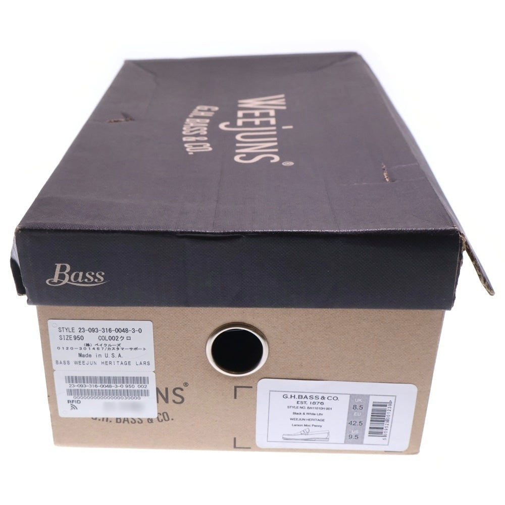 G.H.Bass(ジーエイチバス) 11010H LARSON ローファー 革靴 ブラック/ホワイト BA11010H