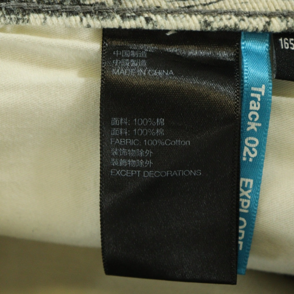 NO BRAND(ノーブランド) CEEC （シーク） ダメージプリント加工 ワイドデニムパンツ グレー