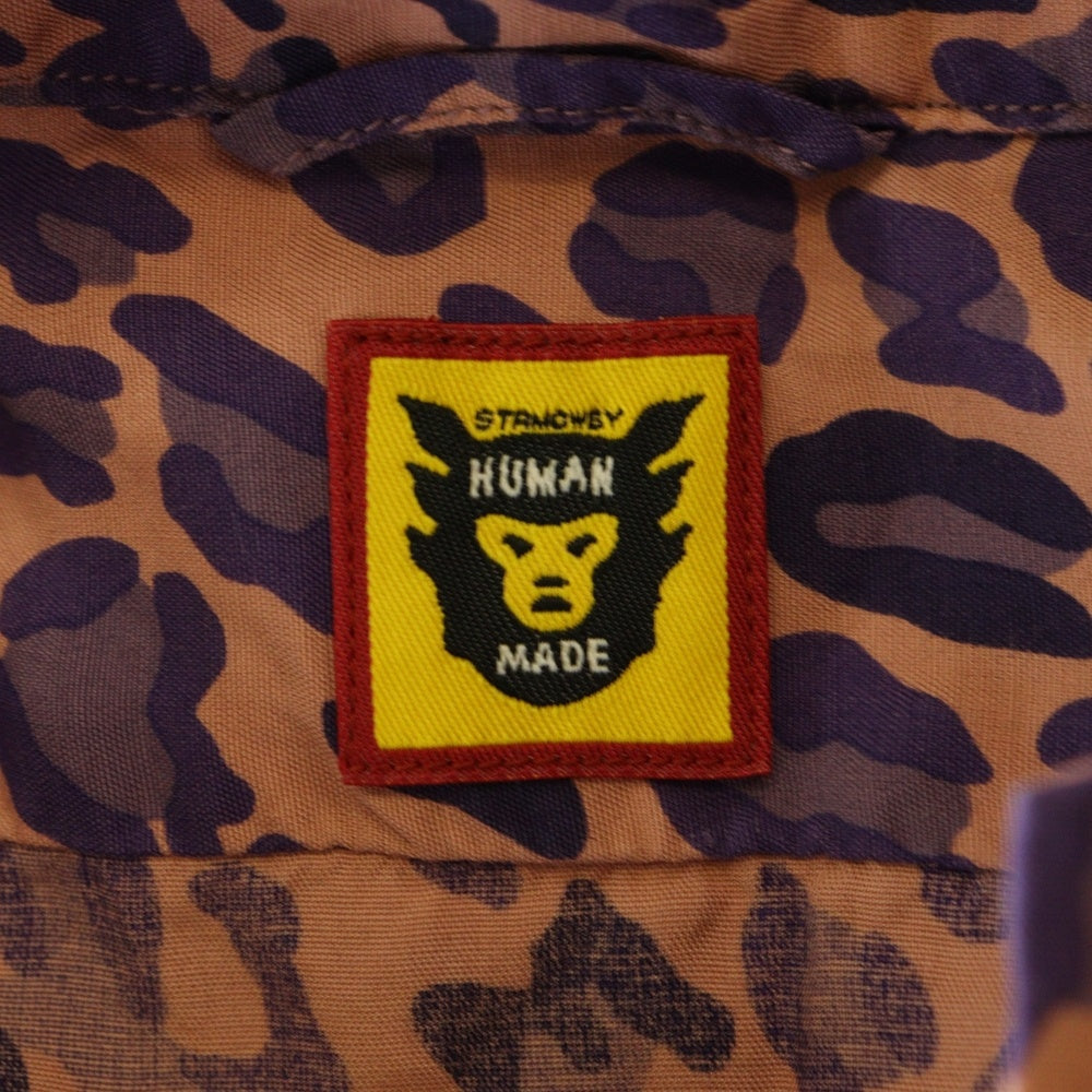 HUMAN MADE(ヒューマンメイド) LEOPARD ALOHA SHIRT レオパード総柄半袖シャツ オープンカラー 開襟 半袖シャツ パープル