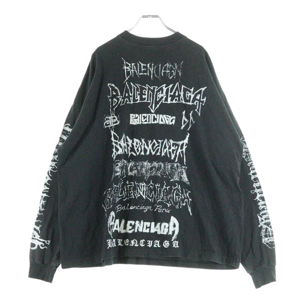 BALENCIAGA(バレンシアガ) 24SS ヴィンテージ加工メタルロゴ長袖Tシャツ カットソー ブラック 699191 TPVO3