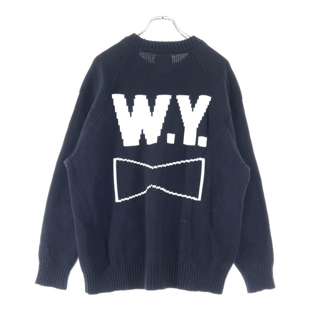 WASTED YOUTH(ウェイステッドユース) 23AW Knit Sweater #1 グラフィックロゴニットセーター ブラック