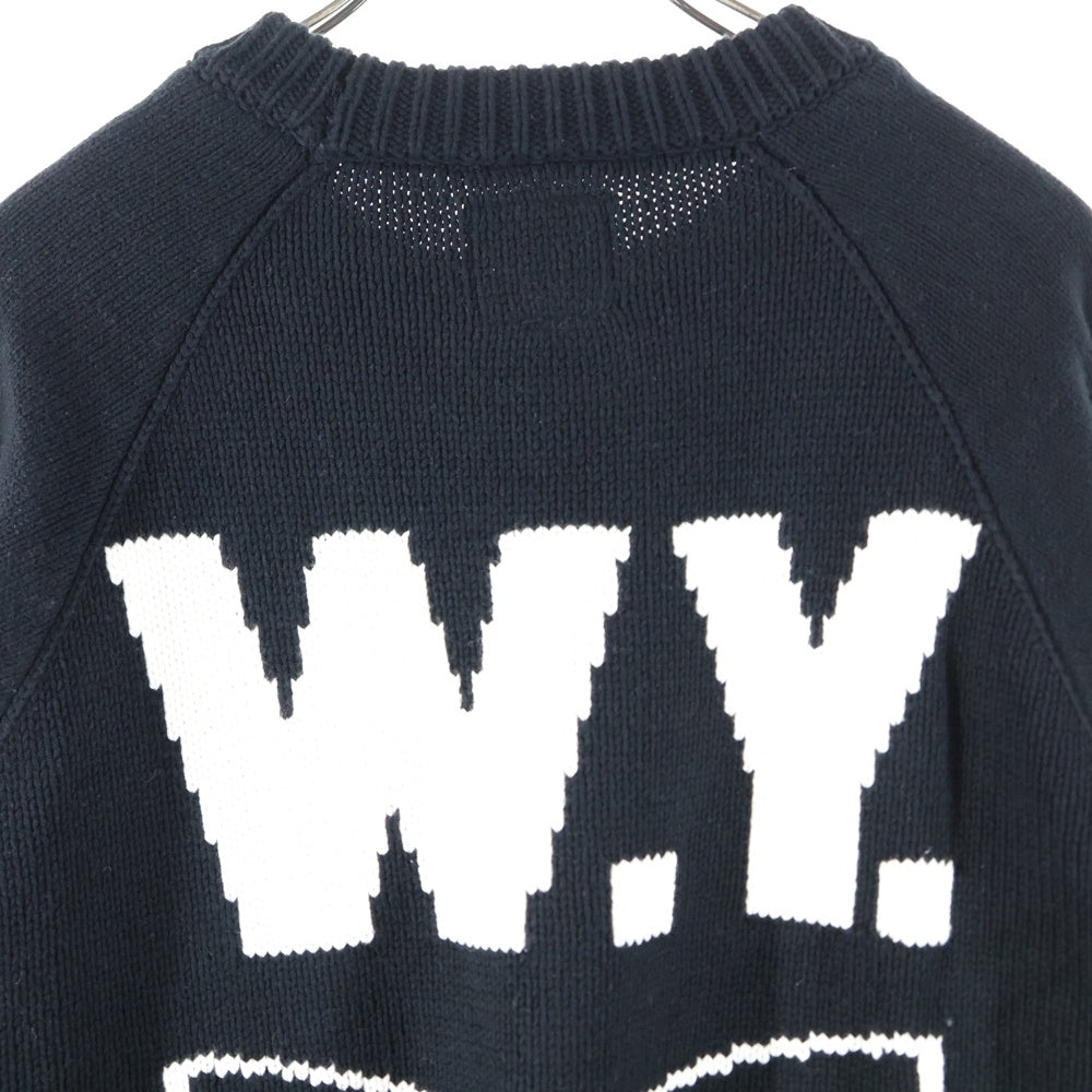 WASTED YOUTH(ウェイステッドユース) 23AW Knit Sweater #1 グラフィックロゴニットセーター ブラック