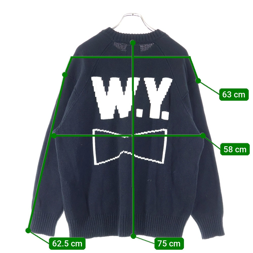 WASTED YOUTH(ウェイステッドユース) 23AW Knit Sweater #1 グラフィックロゴニットセーター ブラック