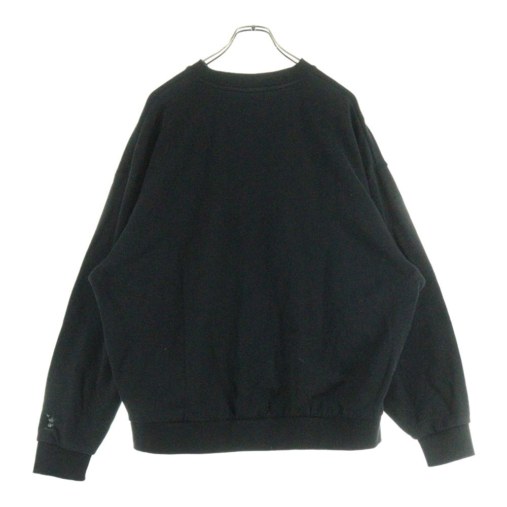 KITH(キス) ×Disney Mickey Classic Logo Crewneck ディズニー キャラクター/ボックス刺繍ロゴ スウェットクルーネックシャツ トレーナー ブラック KHM031780