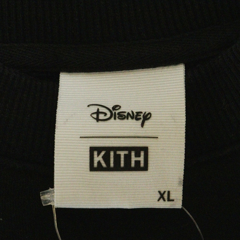 KITH(キス) ×Disney Mickey Classic Logo Crewneck ディズニー キャラクター/ボックス刺繍ロゴ スウェットクルーネックシャツ トレーナー ブラック KHM031780
