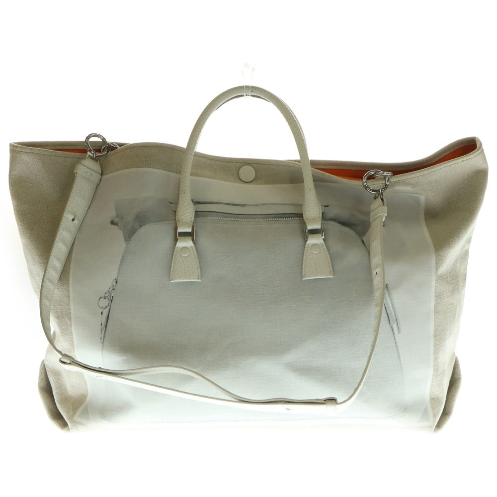 Martin Margiela(マルタンマルジェラ) 2WAY 5AC プリントショッパー キャンバス トートバッグ ショルダーバッグ SB3WC0001 ベージュ