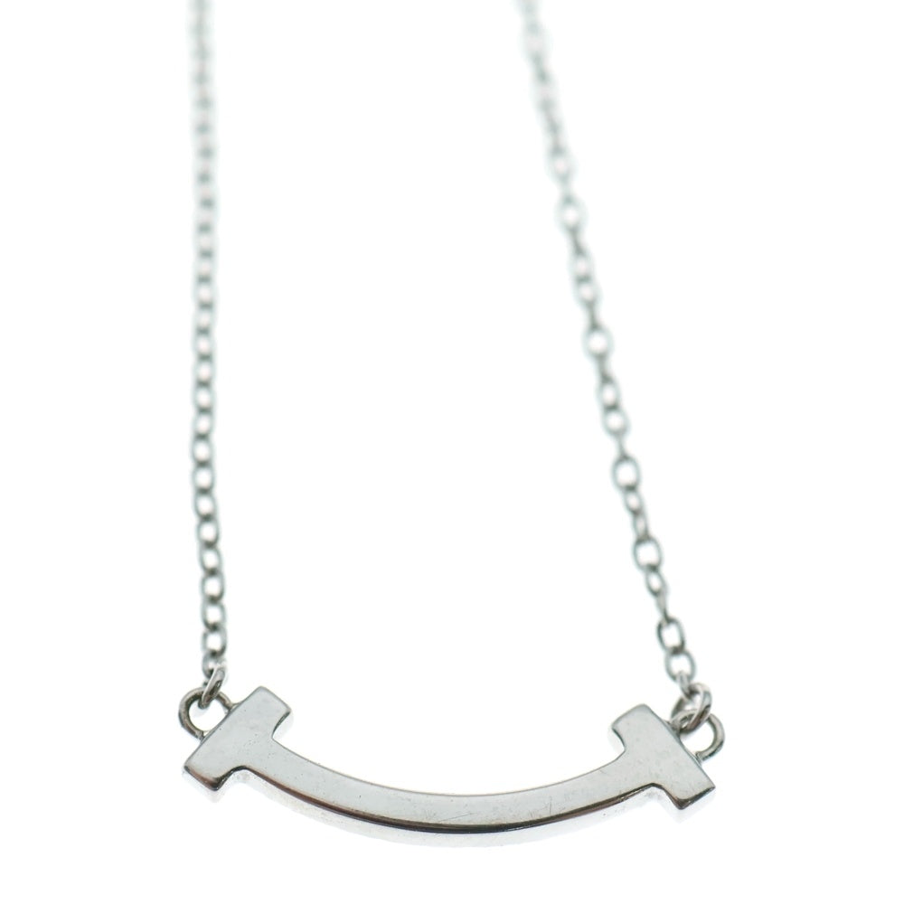 TIFFANY & Co.(ティファニー) Tスマイル ミニ ピンクサファイヤ付チェーンネックレス ペンダント Au750WG ホワイトゴールド レディース