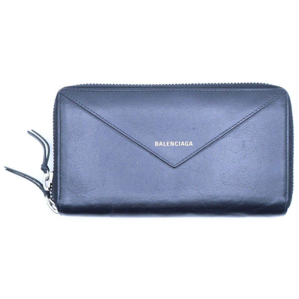 BALENCIAGA(バレンシアガ) ペーパーコンチネンタル 長財布 ロングウォレット レザー ブラック 381226