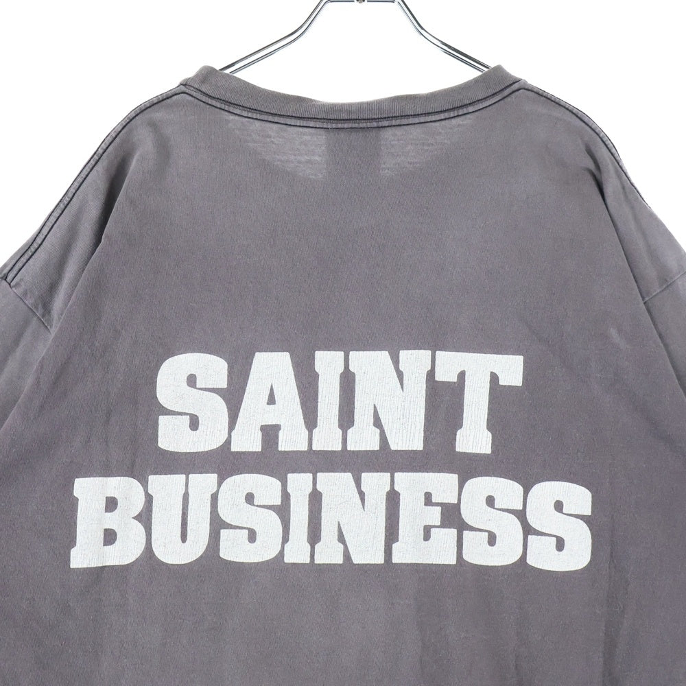 SAINT MICHAEL(セントマイケル) ヴィンテージ加工 ロゴプリント 半袖Tシャツ カットソー ダークグレー SM-S22-0000-019