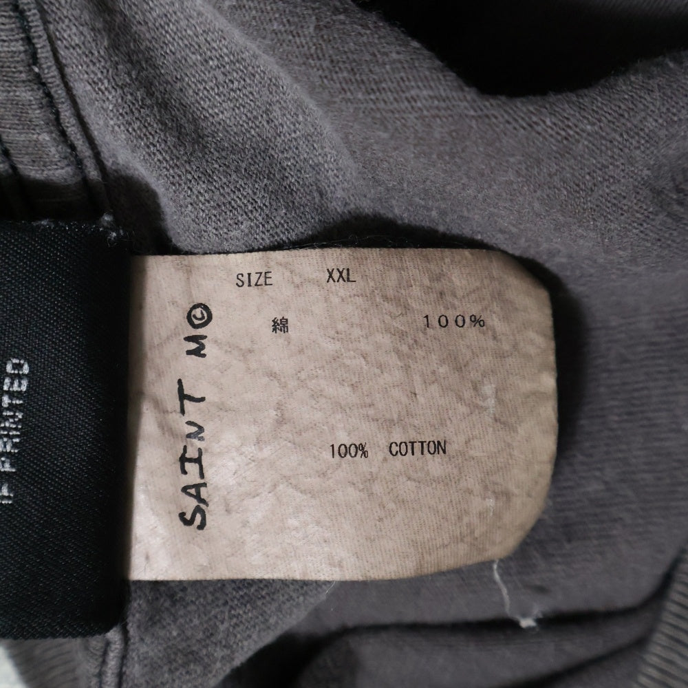 SAINT MICHAEL(セントマイケル) ヴィンテージ加工 ロゴプリント 半袖Tシャツ カットソー ダークグレー SM-S22-0000-019