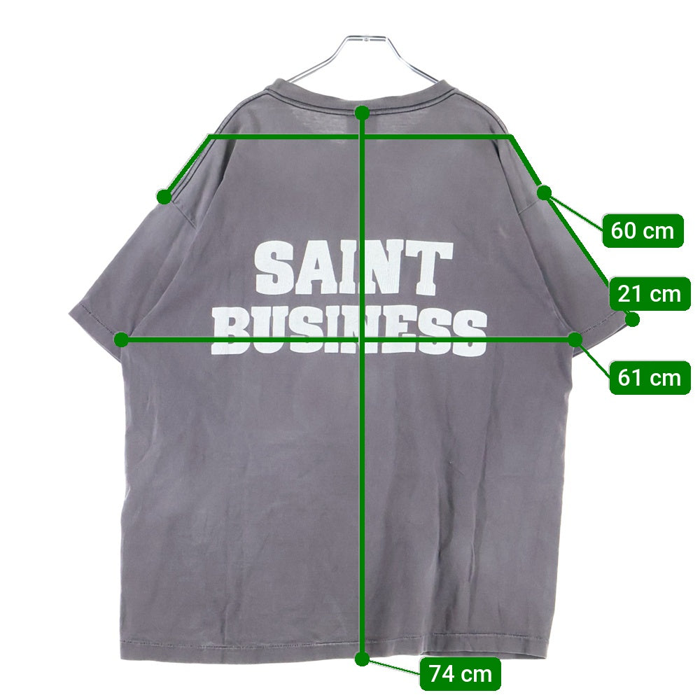 SAINT MICHAEL(セントマイケル) ヴィンテージ加工 ロゴプリント 半袖Tシャツ カットソー ダークグレー SM-S22-0000-019