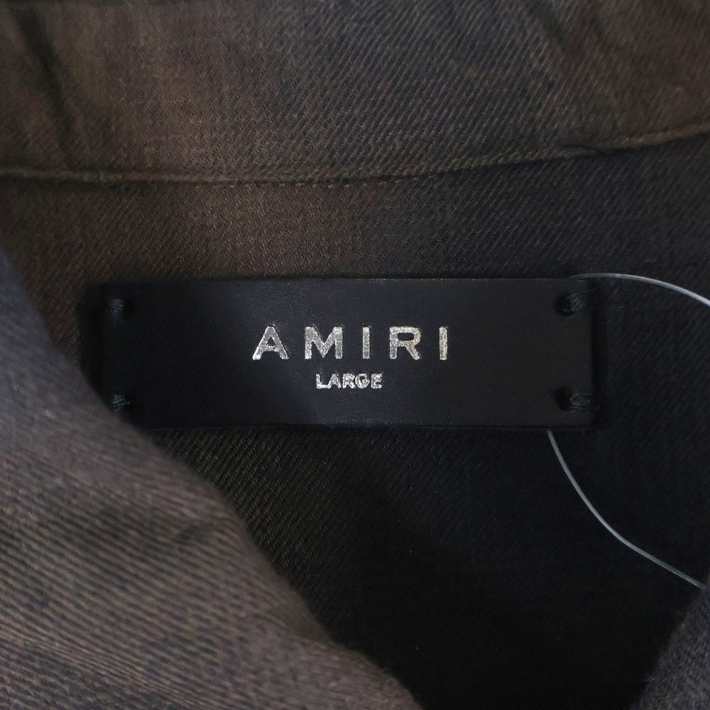 AMIRI(アミリ) ペンキ加工 スプラッシュ ラインストーン 長袖シャツ ブラウン