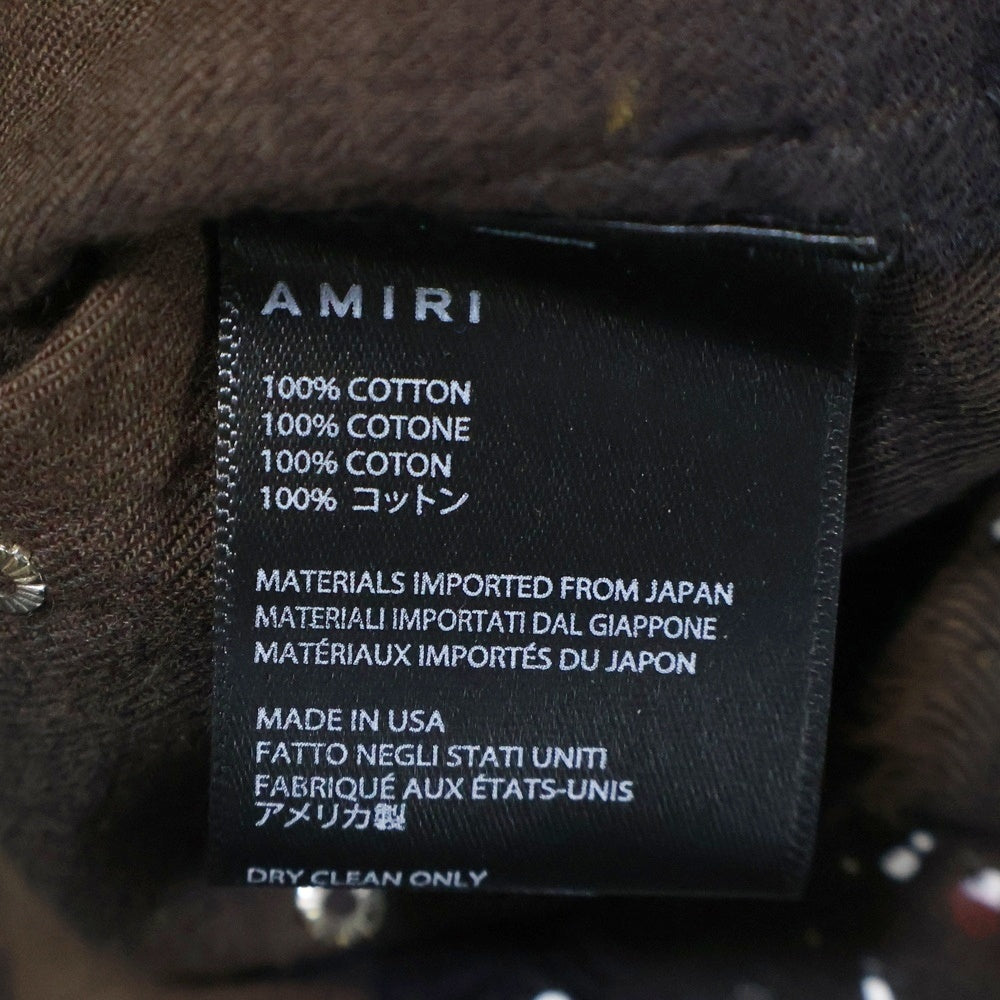 AMIRI(アミリ) ペンキ加工 スプラッシュ ラインストーン 長袖シャツ ブラウン