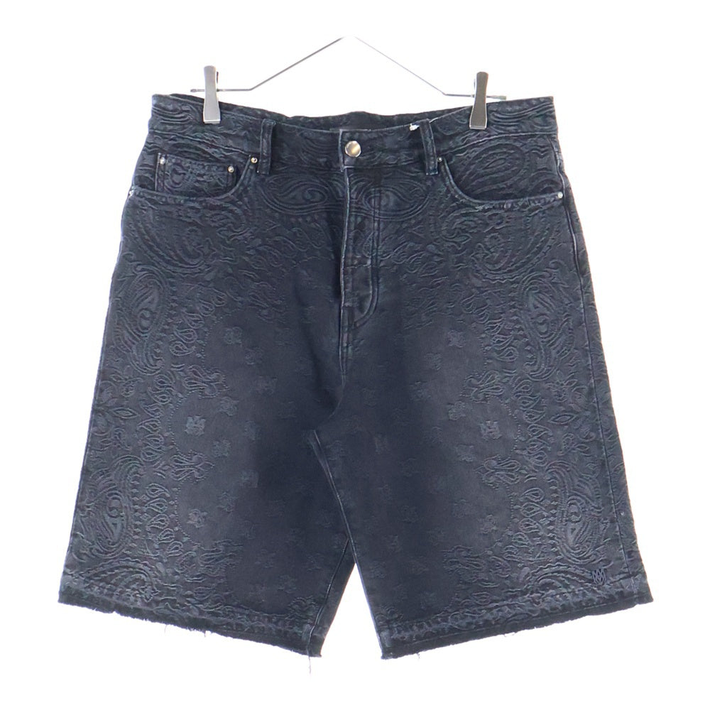 AMIRI(アミリ) バンダナ 総柄 デニム ショーツ ハーフパンツ ブラック